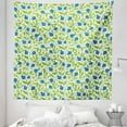 thumbnail image 1 of Fruits Tapestry, Flowering Blueberry Blossoms Vivid Leaf Branches Nature Plants Design, Fabric Wall Hanging Decor for Bedroom Living Room Dorm, 5 Sizes, Violet Blue Lime Green, by Ambesonne, 1 of 1