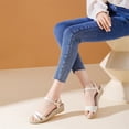 thumbnail image 4 of Xucatan Women's Canvas Espadrille Wedge Sandals, Round Toe Open Toe Slides with Adjustable Ankle Strap, Rope Wrapped Jute Heel Platform Slippers, Versatile Spring Summer Beach Footwear Gift, 4 of 7