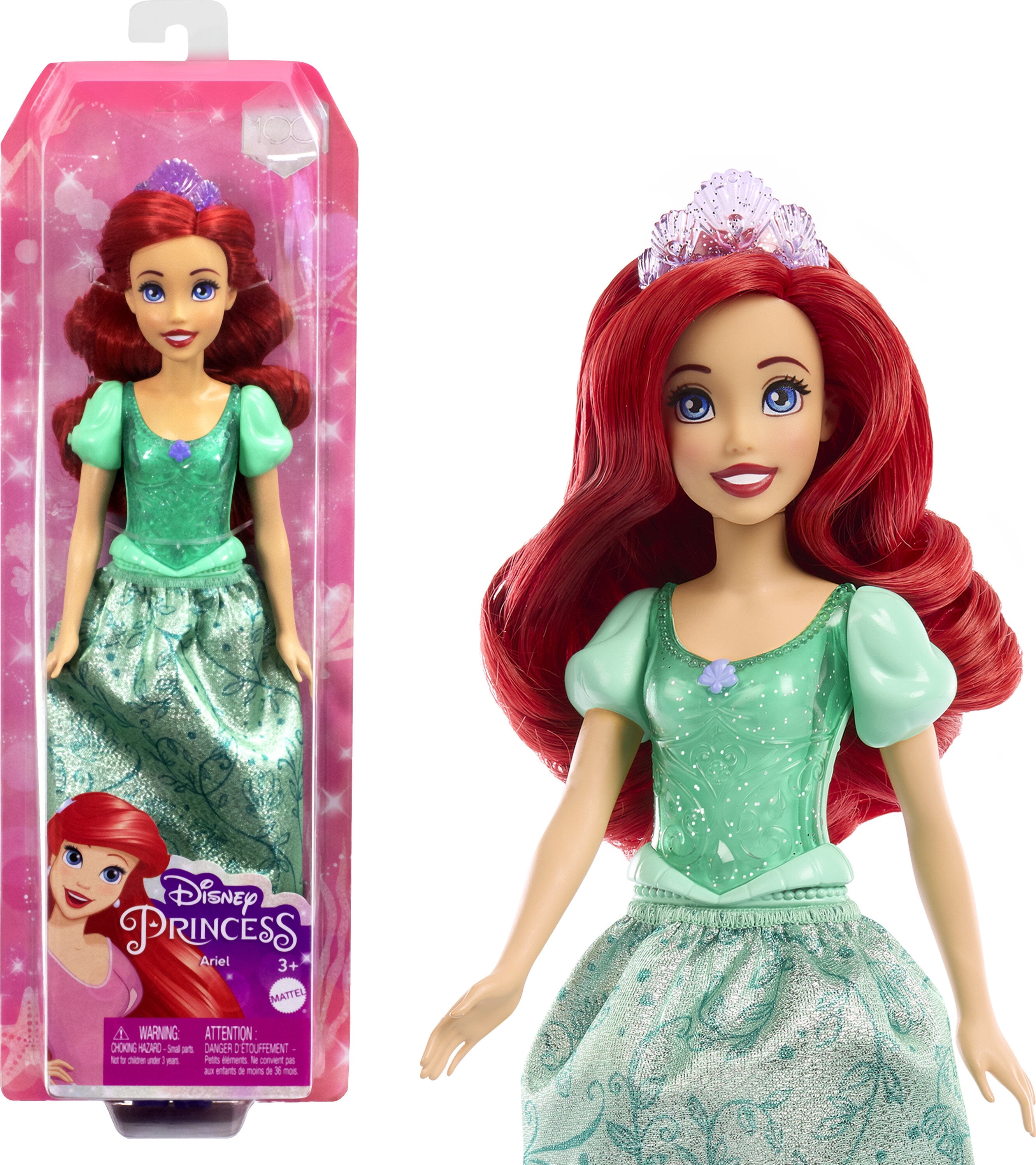 Disney Princess Ariel Fashion Doll with Red Hair, Blue Eyes & Tiara Accessory, Sparkling Look