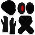 thumbnail image 1 of wonima44 4 Pcs Women Winter Faux Mink Fur Mongolian Hat with Faux Fur Collar Scarf Earmuffs and Touch Screen Gloves Set, 1 of 1