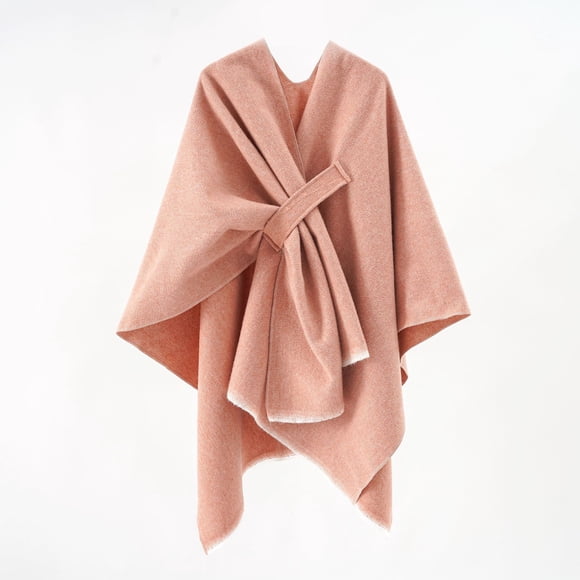Xiao Hua Poncho elegante para mujer, suave, con abertura frontal, para primavera, otoño e invierno, color rosa