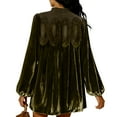 thumbnail image 4 of Women's Velvet Dress Long Sleeve Round Neck Solid Color Gold Velvet Slim Fit Midi Dress for Spring Fall Casual Office Wear,Army Green,L, 4 of 6