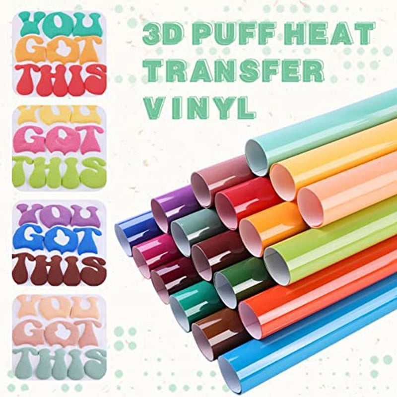 Puff Vinyl Heat Transfer - 36 Sheets 12 X 10Inches 3D Puff HTV Heat Transfer Vinyl for T-Shirts DIY Compatible