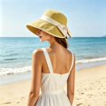 thumbnail image 2 of Women Bow‑Knot Bucket Sun Hat Split‑Back Design Wide Brim UV Protection Fisherman Cap Casual Travel Beach Outdoor Spring Summer Sun‑Shade Head‑Accessory, 2 of 5
