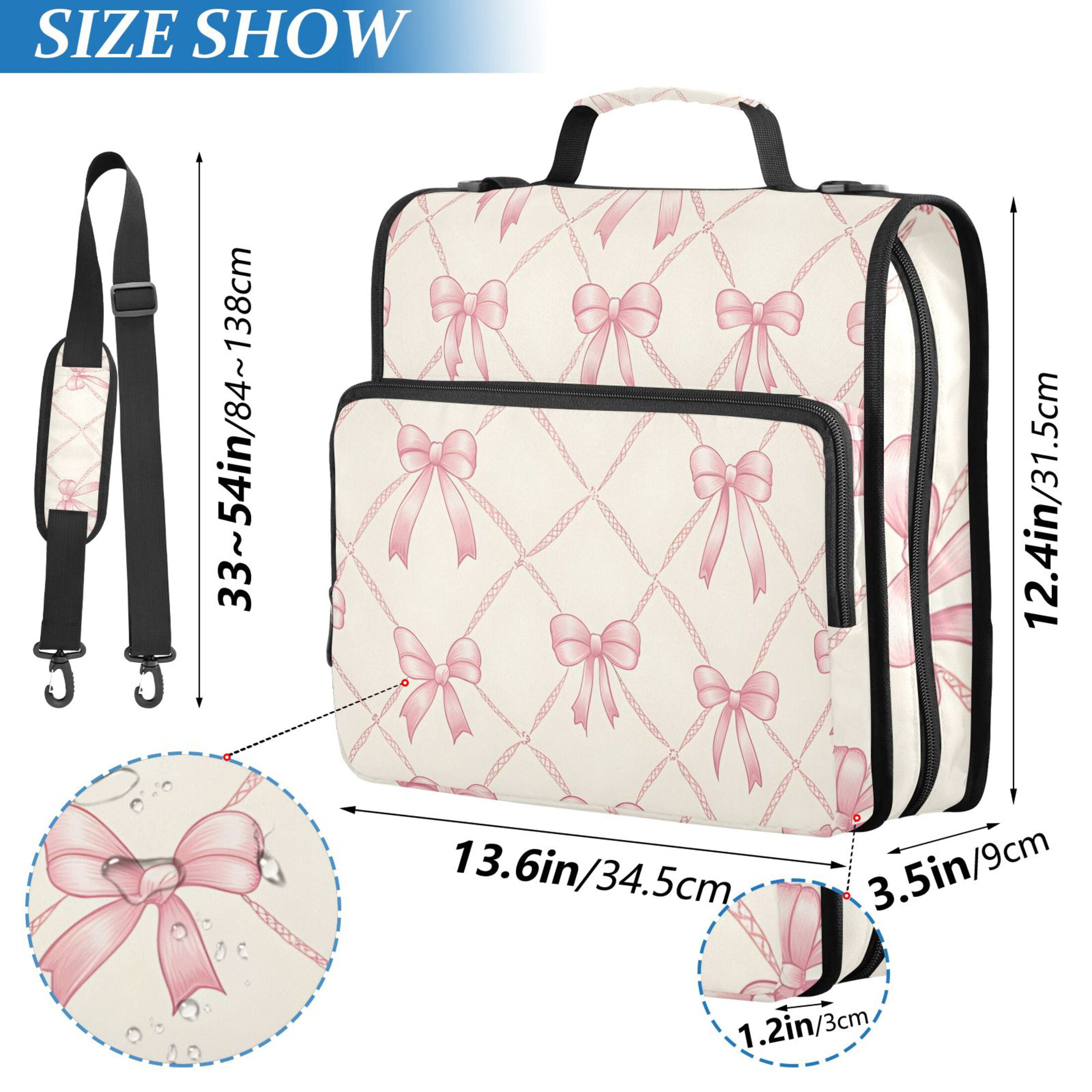 ALAZA Zipper Binder Bows Checkered 1.5 inch 3 Ring 500 Sheet Capacity Trapper Keeper File Folder School Organizer