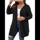 thumbnail image 2 of Suéter Tipo Cárdigan de Punto con Abertura Frontal, Liso y Acanalado, para Mujer Negro XXL, 2 of 8
