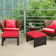 thumbnail image 4 of YYEAN 2 Pieces Patio Rattan Ottomans, All Weather Outdoor Footstool Footrest Seat with Soft Cushion, Hidden Zipper, High-Density Sponge, Wicker Ottoman Seat for Patio, Garden, Poolside (Red), 4 of 10