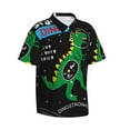 thumbnail image 2 of Easygdp Space Dino Cartoon Black Men's Hawaiian Shirts Print Lapel Short Sleeve for Beach, vacation, party, casual occasions - 3X-Large, 2 of 9