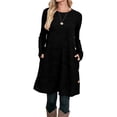 thumbnail image 1 of Mikilon Robe Boutonnée à Manches Longues, Col Rond, Ample, Confortable, avec Poches pour Femmes, Automne, 1 of 9