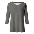 thumbnail image 3 of MIXUE Boho Tops For Women Autumn Winter Solid Color Round Neck Long Sleeve Loose Fit Casual T-shirts Streetwear,Gray,L, 3 of 3