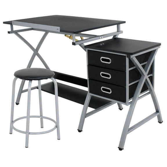 Zeny Adjustable Drafting Table Art Craft Drawing Desk Art Hobby With Stool & Drawers