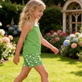 thumbnail image 6 of ITSAME Girls Outfits 2-Piece, Thin Camisole and Floral Print Shorts Summer Casual Home Clothes Set Green Size 4-5, 6 of 7