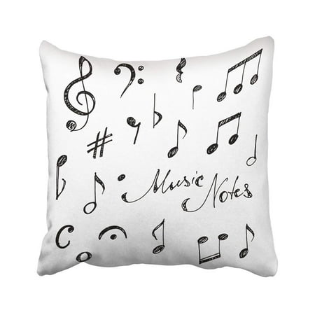 White Christmas Melody Notes ARTJIA Black Doodle Hand Drawn Music Notes Sketch White Clef Scribble Sign Melody Song Treble Pillowcase Pillow Cover 20x20 inches ()