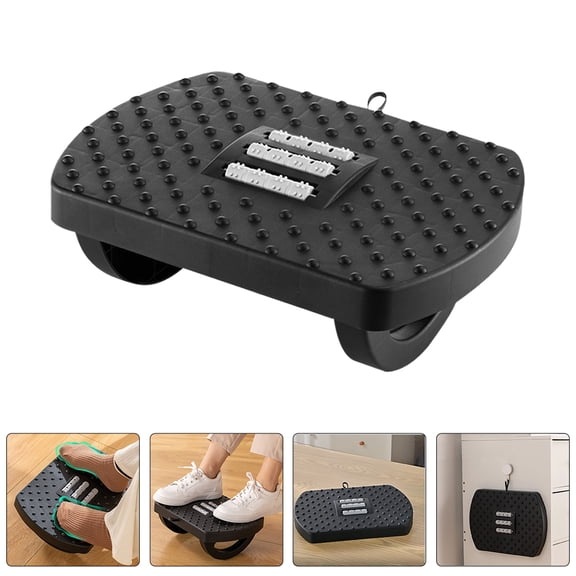 ibasenice Office Plastic Footrest Foot Stool Black Anti-skid Stool 1Set