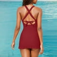 thumbnail image 6 of UTSJKR Womens One Piece Push up Swimdress Swimsuits Wrap V Neck Tummy Control Bathing Suits Flounce Swim Dress Swimwear Red XXL, 6 of 9