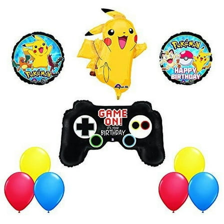 POKEMon GO Game Controller and Jumbo PIKACHU Birthday Party Balloons Decorati...
