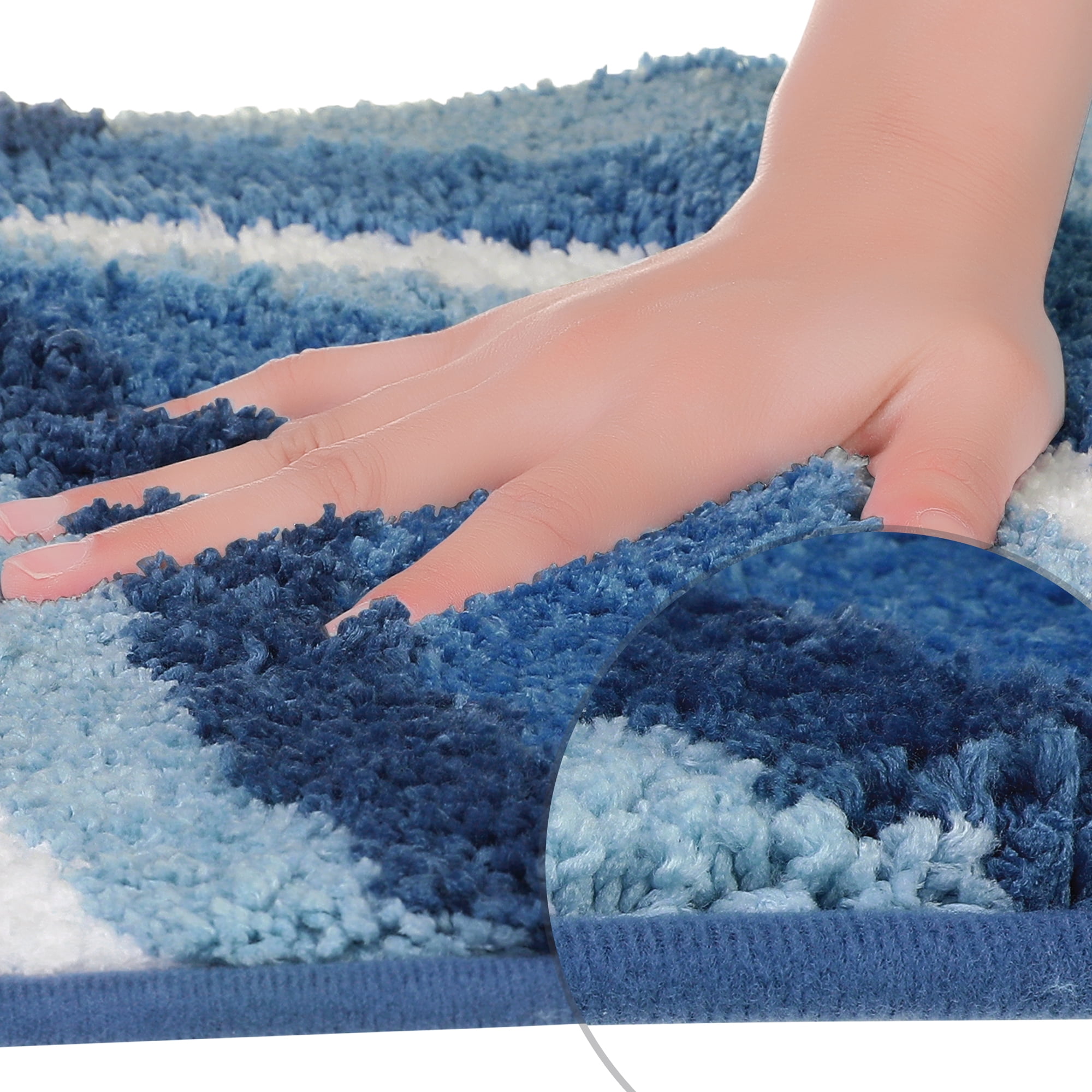 Unique Bargains Abstract Bathroom Rug Soft Bath Mat Non-Slip Thickening Bath Rugs Blue 16" x 24"