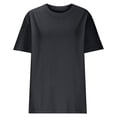 thumbnail image 3 of Camisetas de Cuello en V de Algodón de Mujer de Manga Corta de Ajuste Suelto, Camisa de Cuello Redondo de Color Sólido de Moda, 3 of 5