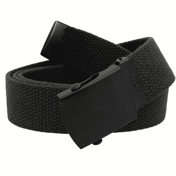 TELOLY Boys School Uniform Black Slider Military Belt Buckle with Canvas Web Belt Large Black Boys Belt