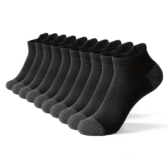 TELOLY Cushioned Socks for Men Size 13-15 Black Cotton Athletic Ankle Socks Non-Slip Breathable Men'S Sport Socks S
