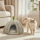 thumbnail image 4 of Camas para gatos, carpas para gatos, camas para perros, cueva semicerrada para gatos con bolas de peluche, suave y cómoda, con tapete lavable y desmontable, productos para mascotas., 4 of 5