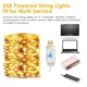 thumbnail image 4 of Cadena de luces LED de alambre de cobre, 100/200 luces LED USB con control remoto, 8 modos, decoración navideña a prueba de agua para Año Nuevo, 4 of 5