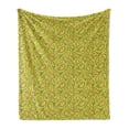 thumbnail image 1 of Yellow Paisley Soft Flannel Fleece Throw Blanket, Oriental Floral Hand Drawn Illustraiton, Cozy Plush for Indoor and Outdoor Use, 60" x 80", Yellow Green Yellow, by Ambesonne, 1 of 5