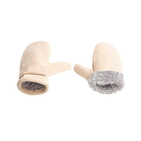 Fgnfyis Children's Winter Mitten Gloves Soft Flannel Lined with Secure Closure for Cold Weather Khaki M