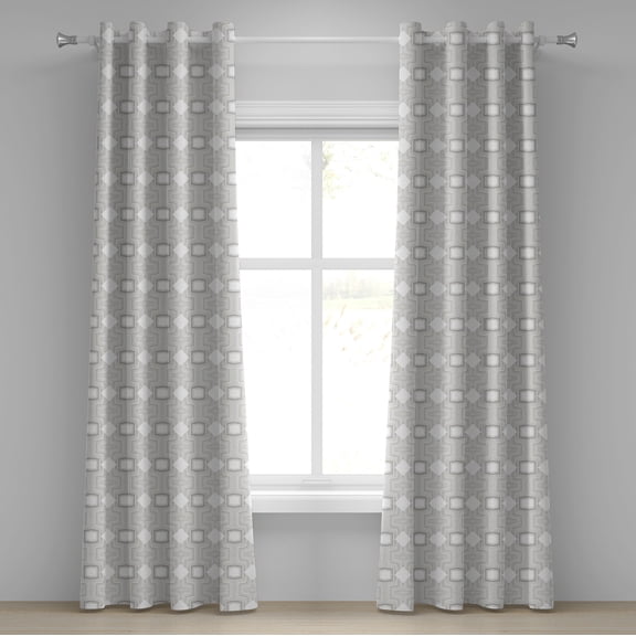 Ambesonne Abstract Grommet Curtain, Modern Geometrical, 50" x 84", Grey Beige and White