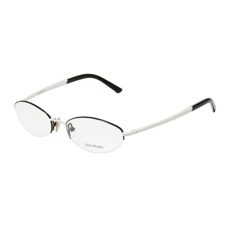 New Vera Wang V122 Womens/Ladies Designer Half-Rim Black / White Two-tone Simple & Elegant Hip Frame Demo Lenses 49-17-135 Flexible Hinges Eyeglasses/Glasses