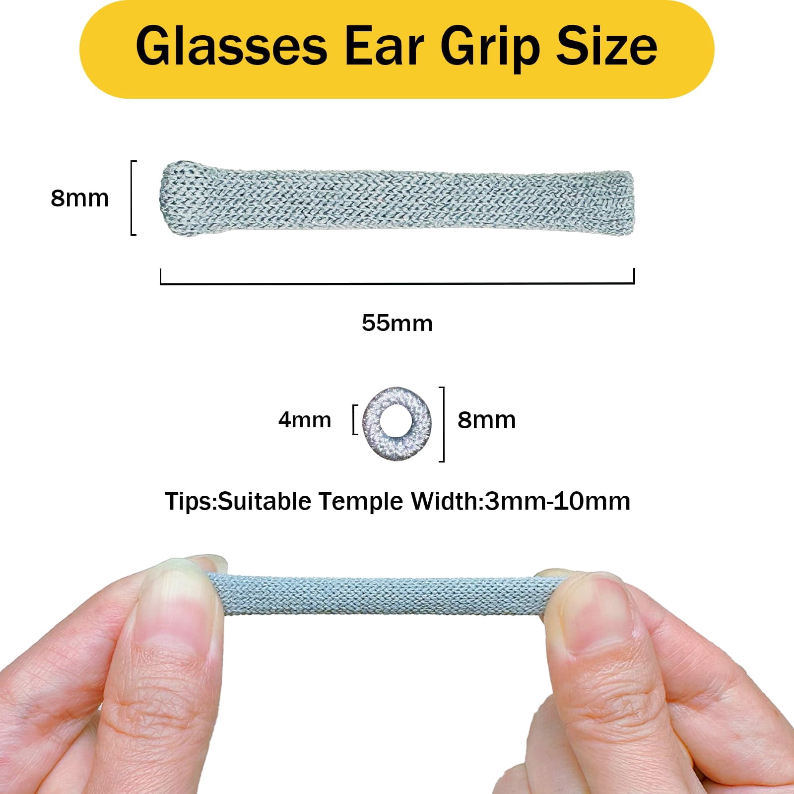 ANNECOSK Knitted Cotton Eyeglass Ear Grips – Anti-Slip Comfort Cushions for Glasses, Sunglasses & Readers, 2 Pairs