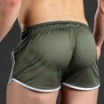 thumbnail image 4 of HKYNLAG Mens Mesh Workout Shorts Sexy Breathable Drawstring Side Stripe Running Shorts See Through Fitness Beach Shorts Green M, 4 of 6