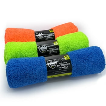 Auto Drive  Multi-Purpose Microfiber Cleaning Towels 10 Pack, Assorted Colors