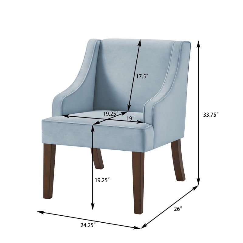 Mid Century Modern Accent Chair, Upholstered Fabric Armchair with Solid Wood Legs, Comfy Lounge Reading Chair for Living Room, Bedroom, Office, Seaglass