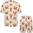 thumbnail image 5 of HPINK-T Sea Creatures Pattern Womens Pajamas Shorts Set 2-pcs Pj Button Down Summer Short Sleeve Sets, 5 of 5