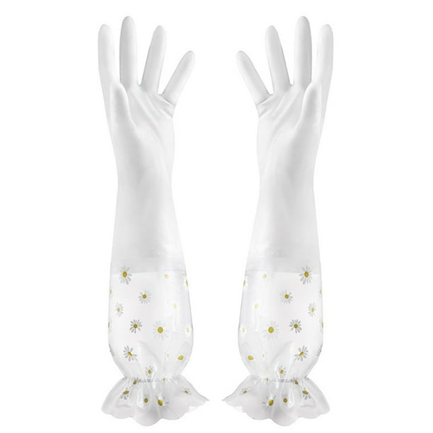 Pisexur Batería de cocina Guantes para lavar platos, para el hogar, cocina, duraderos, para lavandería, guantes largos de goma, resistentes al agua, para el hogar. para la cocina del hogar