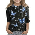 thumbnail image 2 of YUNAFFT Girls Christmas Print Casual 3/4 Sleeve Round-Neck Blouses & Shirts Cotton-Like Comfort Fit Elastic 4-14Y, 2 of 7