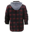 thumbnail image 2 of Men's Heavyweight Flannel Fleece Lined Plaid Sherpa Hoodie Jacket (M5065 - #209 (Red/Black), XL), 2 of 5