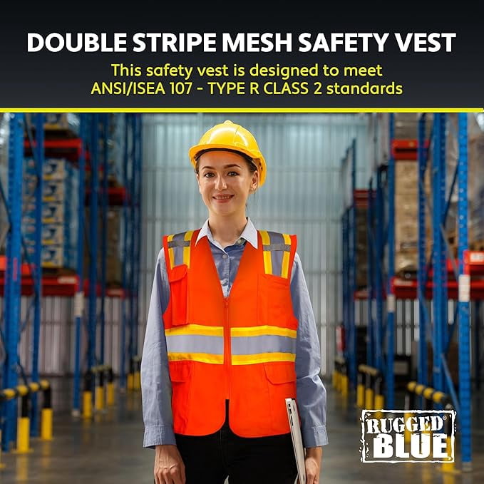 Type R Class 2 High-Vis Two-Tone Surveyor Safety Vest for Men | ANSI Certified Reflective Mens Safety Vest for Construction & Municipal Work | Durable Polyester Tricot, 11 Pockets, Mic Tabs, HVO-S