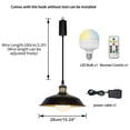 thumbnail image 3 of FSLiving Rechargeable Battery Remote LED RGB Bulb Adjusted Cord Hanging Light Black Metal Cone Shade Vintage Design Pendant Light for Kitchen Bar Easy to Charge & Install,Bulb Included - 1 Lamp, 3 of 5