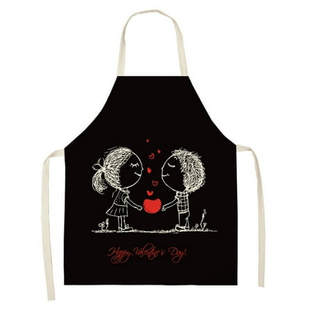

New Year s Deals! Iuhan 1pc Parent Adult The Family Kitchen Valentine s Day Print Linen Family Aprons