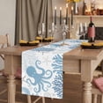 thumbnail image 2 of Navy Blue Octopus Coastal 70 Inch Table Runner, Nautical Coral Starfish Farmhouse Dresser Scarf Cotton & Linen Tablerunner for Dining/Kitchen Island/Holiday Party Décor 13" x 70", 2 of 9