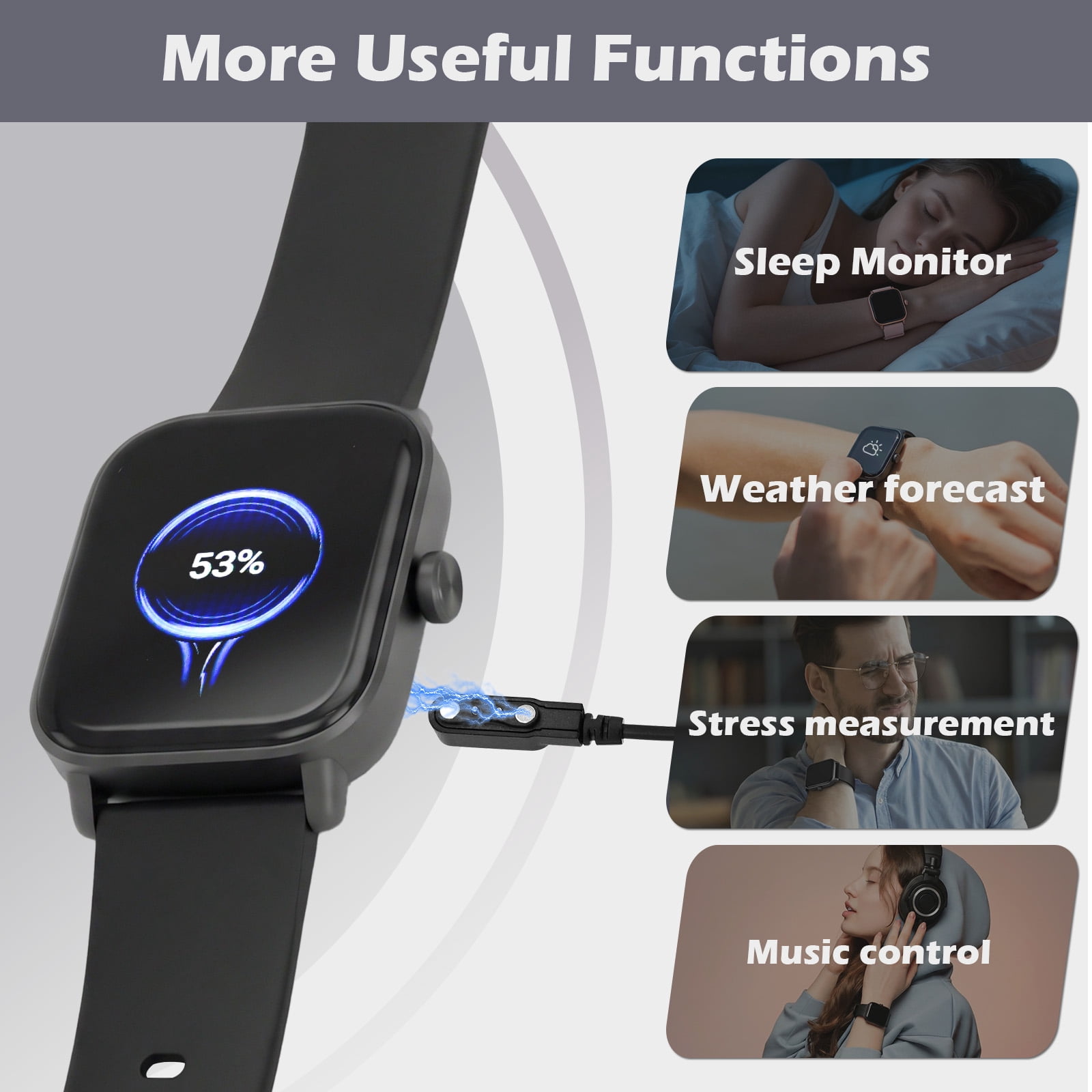 SANPTENT Smart Watch Compatible with Android and iPhone, 1.83" HD Touchscreen, Answer/Make Calls/100+ Sports Modes/Message Reminder, IP68 Waterproof, Black