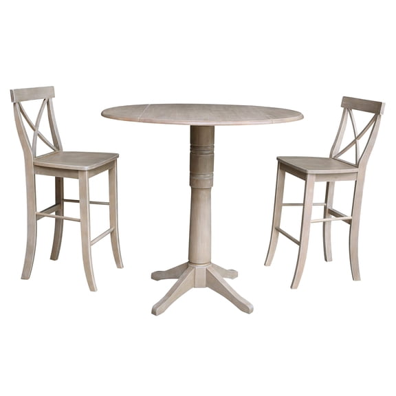 42" Round Pedestal Bar Height Table with 2 Bar Height Stools