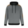 thumbnail image 3 of lkfuzj 2024 New Mens Casual Hooded Sweatshirts Casual Sports Stand Collar Button Patchwork Long Sleeve Drawstring Workout Sport Hoodie Comfy Pullover Top Sweatshirt Gray, 3 of 5
