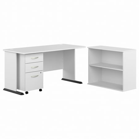 UPC: 0042976191993 | Bush Business Furniture Studio A 60W Computer Desk with Mobile File Cabinet and Small Bookcase