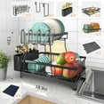 thumbnail image 4 of Godboat Dish Drying Rack, 2-Tier Dish Racks for Kitchen Counter, Dish Rack with Auto-Drain & Mat, Dish Drainer with Knife, Fork & Cup Rack, Gifts for Women, Mothers Day, Cool Stuff & Kitchen Gadgets, 4 of 10