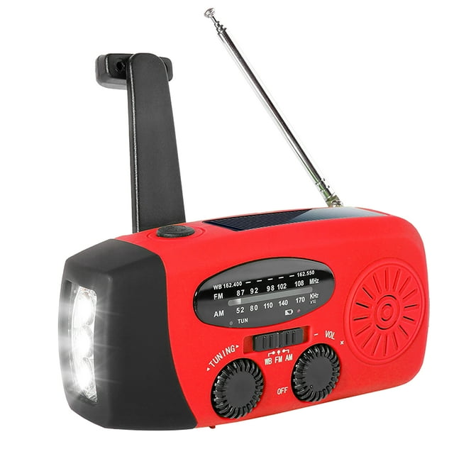 Carevas Emergency Sun Powered Hand Crank /AM/NOAA Weather Alert with LED Light Power Bank Function