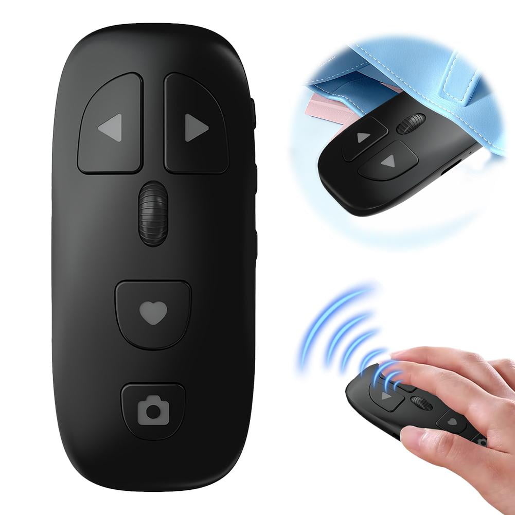 Agiufgs Bluetooth Remote Control Black Presentation, Dual Mode Scroll Wheel and Buttons, for Ipad Phone Smart Device, Black