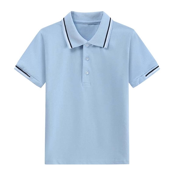 Nskgu Boys'School Uniform Short Sleeve Polo Shirt Button Closure Comfortable Soft Fabric for Age 2-15 Years